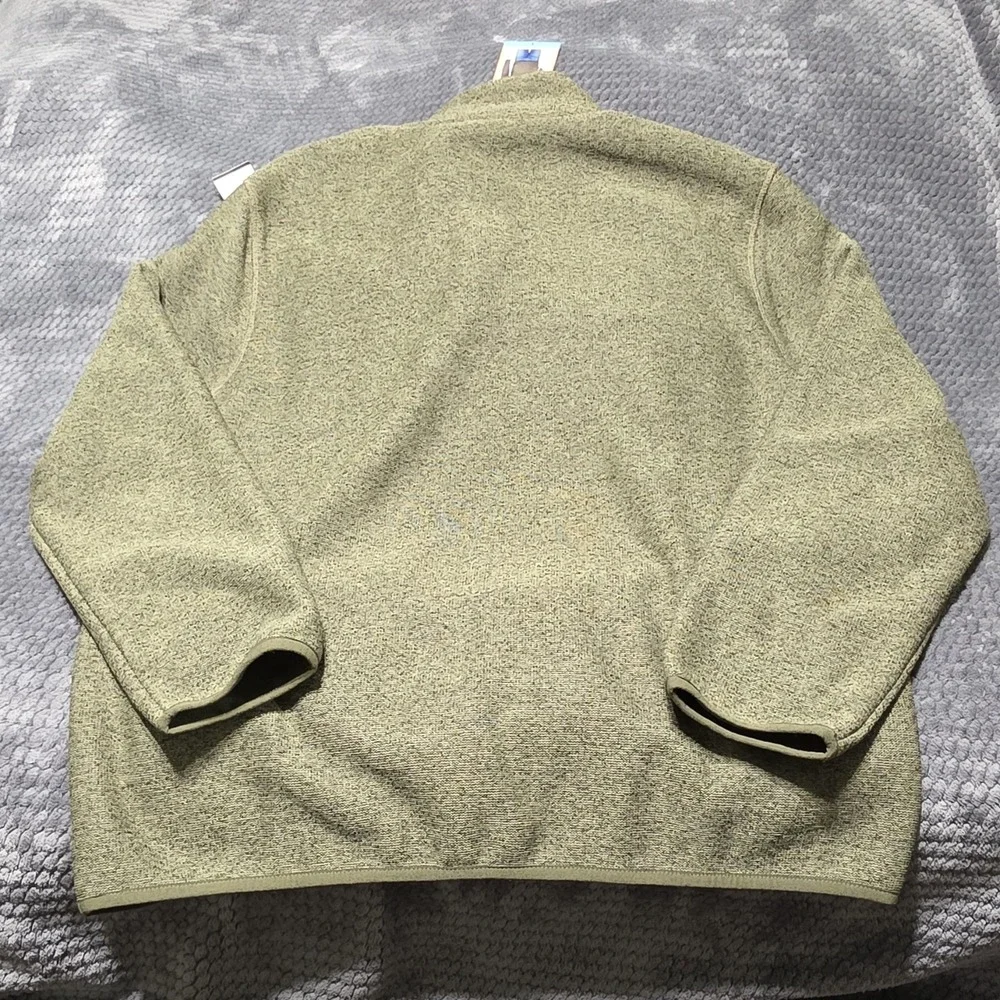 Eddie Bauer Men's Green Mock Neck Logo Button Fleece Knit Pullover Sweater L - Picture 4 of 4